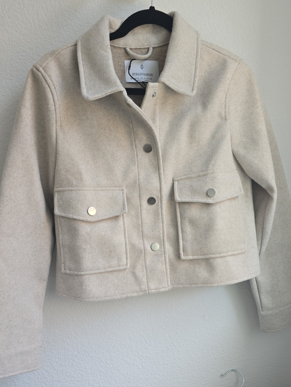 stradivarius Cream Utility Jacket with Flap Pockets